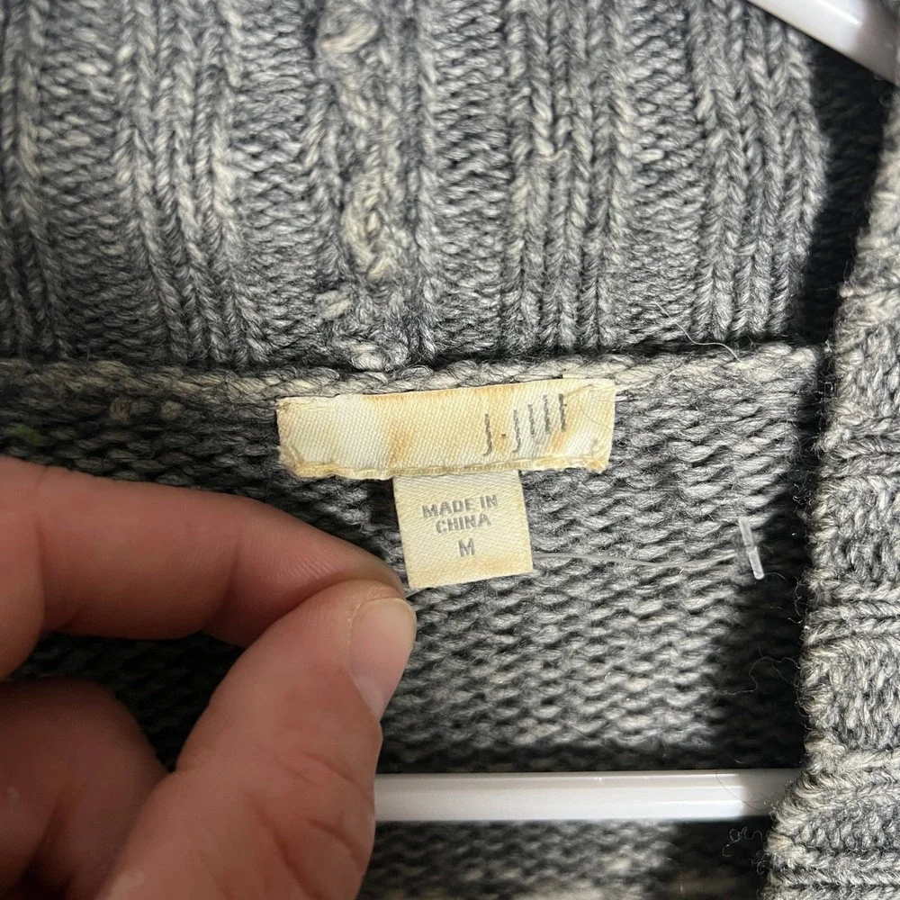 J Jill Women's Medium‎ Gray Fair Isle Open Front Knit Cardigan Sweater